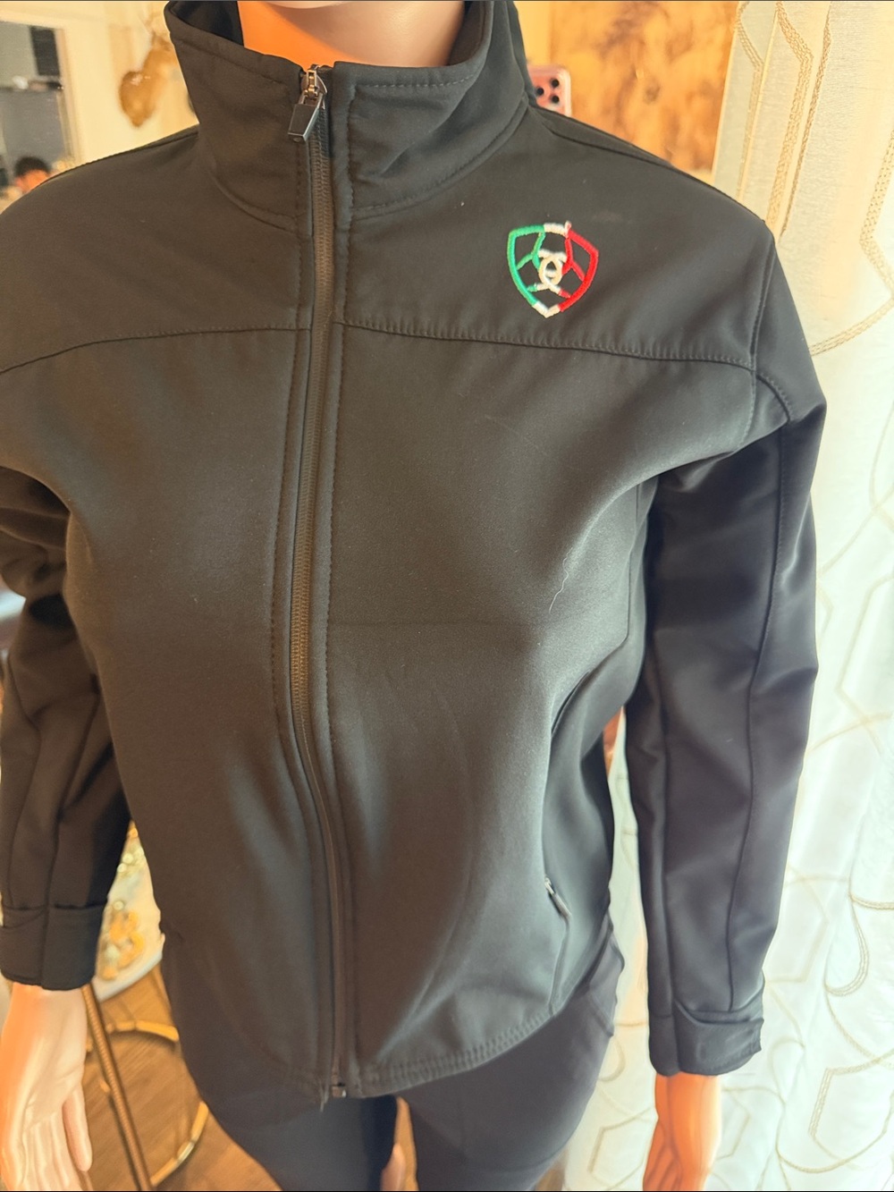 Ariat Black Utility Jacket with Red & Green Tricolor Accents